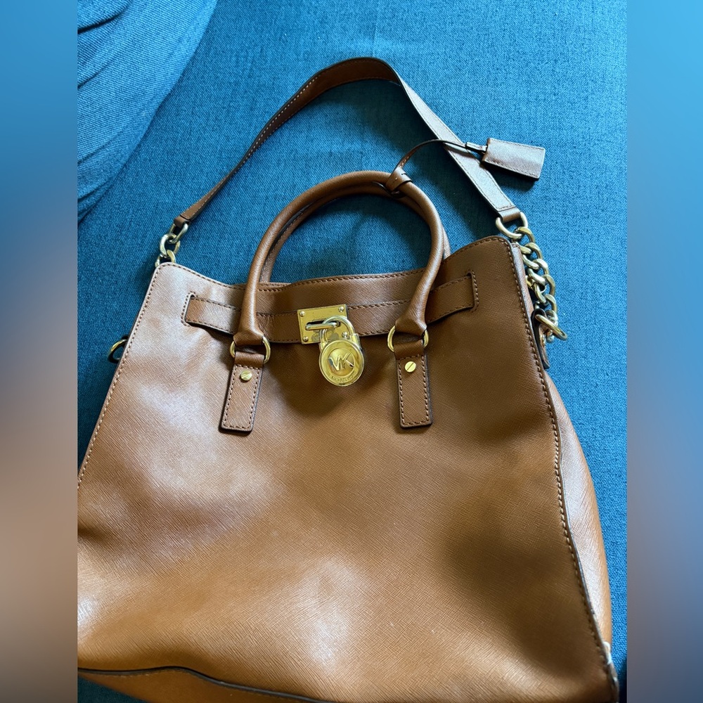 Michael Kors Tan Leather Tote with Gold Lock